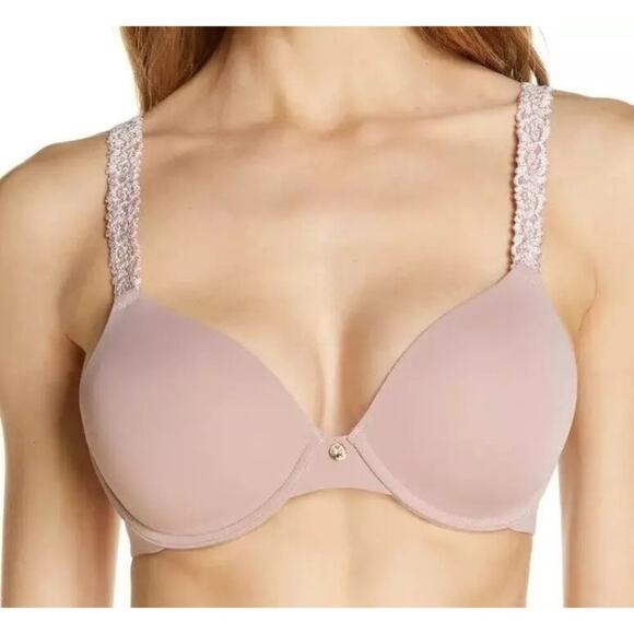 Natori Bra Womens 36D Underwire Rose Dream Custom Coverage Lace Strap Pink Pearl - Picture 1 of 8